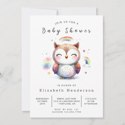 Invitation Chic Whimsy Owl Baby shower (Devant)
