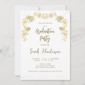 Invitation Chic White et Gold Starry Night Graduation Party (Devant)