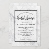 Invitation Chic White & Gris Marbre Bridal (Devant / Derrière)