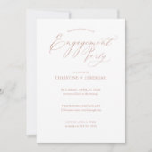 Invitation Chic White Rose Gold Calligraphy Engagement (Devant)