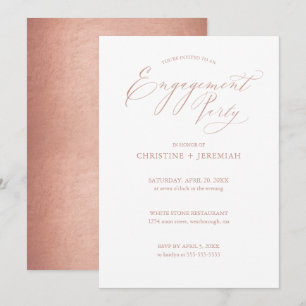 Invitation Chic White Rose Gold Calligraphy Engagement