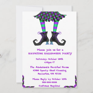 Invitation Chic Wicked Sorcière Jambes Costume Fête Invitatio