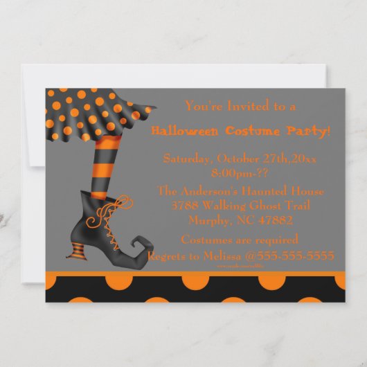 Invitation Chic Wicked Sorcière Jambes Costume Fête Invitatio (Dos)