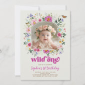 Invitation Chic Wild One Spring Fleur sauvage 1er anniversair (Devant)
