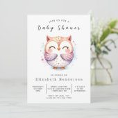Invitation Chic Wild Owl Baby shower (Debout devant)