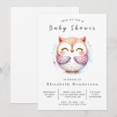 Invitation Chic Wild Owl Baby shower (Devant / Derrière)