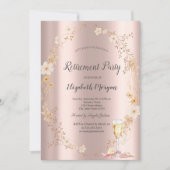 Invitation Chic Wildflower Champagne Rose Gold Retirement (Devant)