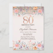 Invitation Chic Wildflowers Glitter String Lights 80th  (Devant)