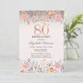 Invitation Chic Wildflowers Glitter String Lights 80th  (Debout devant)