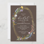 Invitation Chic Wildflowers on Brown Bridal Shower (Devant)