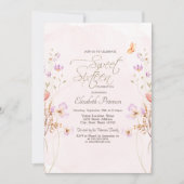 Invitation Chic Wildflowers Pink Watercolor Sweet 16 (Devant)