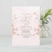 Invitation Chic Wildflowers Pink Watercolor Sweet 16 (Debout devant)