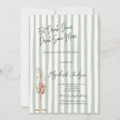 Invitation Chic Wine Glass Confetti Green Striped (Devant)