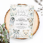 Invitation Chic Winter Arctic Animals Onederland 1st Birthday<br><div class="desc">Invite your guests with this whimsical birthday invitation,  featuring adorable arctic animals and soft watercolor greenery. Use the design tools to edit the text,  change font color and style to create a unique one of a kind invitation design.</div>