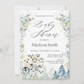 Invitation Chic Winter Arctic Animaux Baby shower Neutre (Devant)