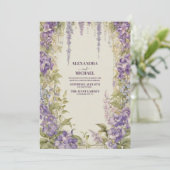 Invitation Chic Wisteria Lilac Floral Wreath Mariage unique (Debout devant)