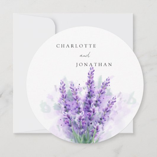 Invitation Chic Wisteria Lilac Floral Wreath Mariage unique (Dos)