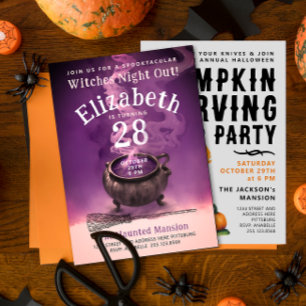 Invitation Chic Witch Cauldron Brasserie Anniversaire