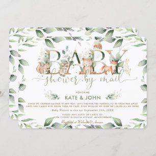Invitation Chic Woodland Animals Baby shower de verdure par c