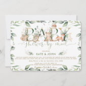 Invitation Chic Woodland Animaux Baby shower vert par la post (Devant)