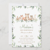 Invitation Chic Woodland Animaux La verdure L'Anniversaire De (Devant)