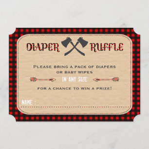 Invitation Chic Woodland Lumberjack Boy Diaper Ticket