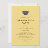 Invitation Chic Yellow Grad Casquette Photo Double Graduation (Devant)