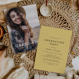 Invitation Chic Yellow Photo Party
