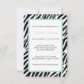 Invitation Chic Zebra Aqua Mint Ribbon Girl Baby shower (Dos)