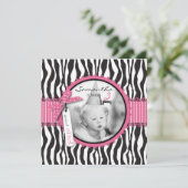 Invitation Chic Zebra Print & Cupcake Birthday Modèle photo (Debout devant)