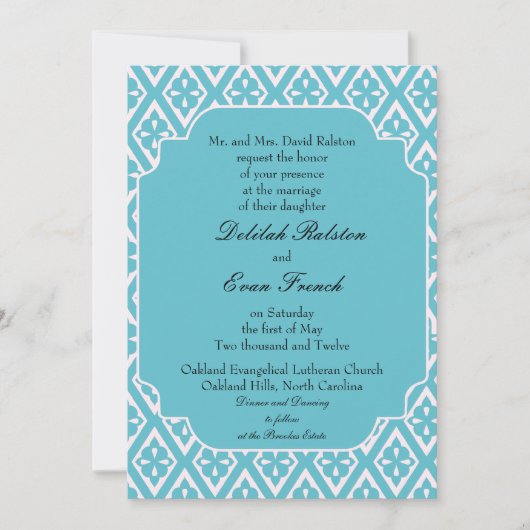 Invitation Chicago Blue - invite de mariage (Devant)