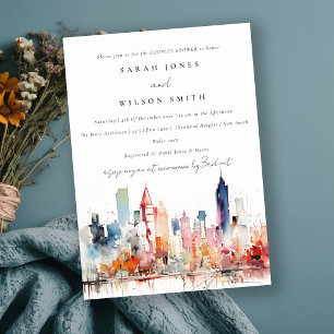 Invitation Chicago Illinois Aquarelle Scape Douce Nuit de Mar