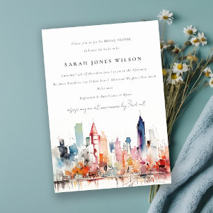 Invitation Chicago Illinois Aquarelle Scène de Mariage