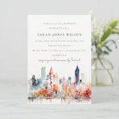 Invitation Chicago Illinois Watercolor Landscape Birthday (Debout devant)