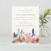 Invitation Chicago Illinois Watercolor Scape Bridal Shower (Debout devant)