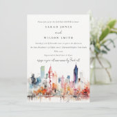 Invitation Chicago Illinois Watercolor Scape Couples Shower (Debout devant)