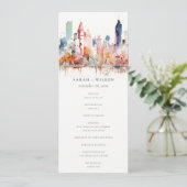 Invitation Chicago Illinois Watercolor Scape Wedding Program (Debout devant)