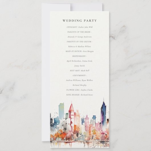 Invitation Chicago Illinois Watercolor Scape Wedding Program (Dos)