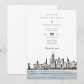 Invitation Chicago Invitación de Boda Skyline (Devant / Derrière)