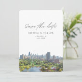 Invitation Chicago Mariage Sauvez la date Lincoln Park (Debout devant)