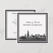 Invitation Chicago Skyline #2 Gravé Cadre Mariage (Devant / Derrière)