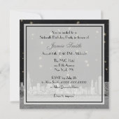 Invitation Chicago Skyline Black Gold Star Sweet 16 (Dos)