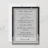 Invitation Chicago Skyline Black Gold Star V Mariage (Dos)