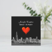 Invitation Chicago Skyline Etch do-it-yourself BG Red Heart S (Debout devant)