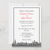 Invitation Chicago Skyline Etched BW Mariage rouge (Dos)