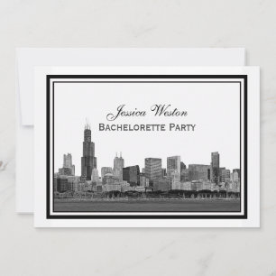 Invitation Chicago Skyline Etched Cadre #2 H Bachelorette