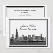 Invitation Chicago Skyline Etched encadré #2 H Fête des marié (Devant / Derrière)