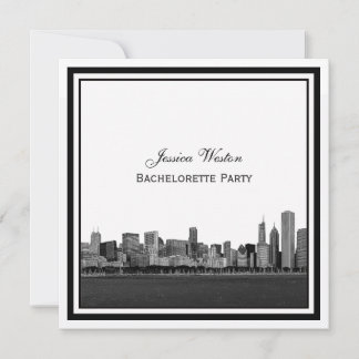 Invitation Chicago Skyline Gravé Cadre Enterrement de Vie de