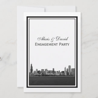 Invitation Chicago Skyline Gravé Cadre V Engagement