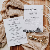 Invitation Chicago Skyline Wedding Program 5x7 Flat Card